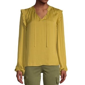 Scoop Satin Ruffle Shoulder Top